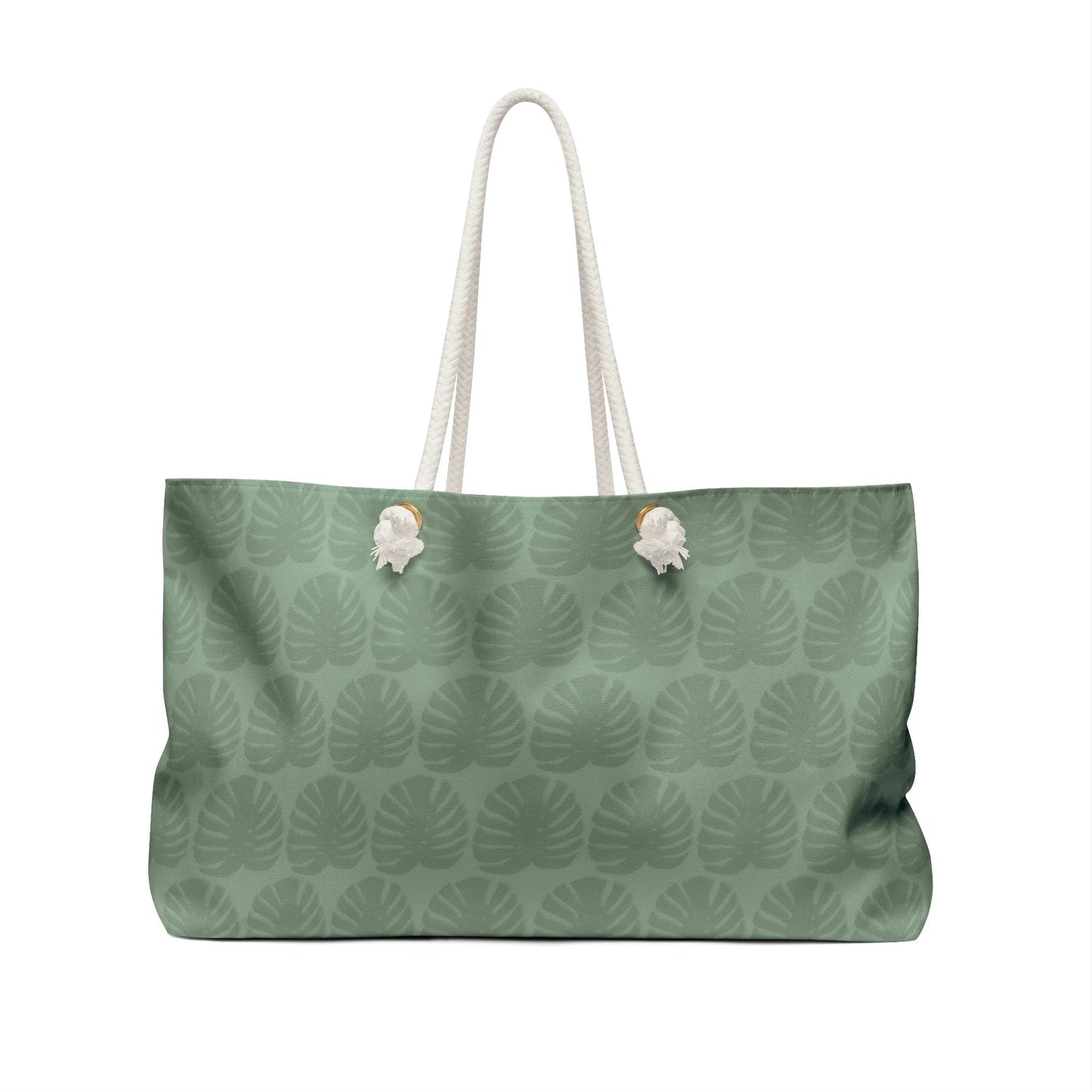 Sage Green Monstera Pattern Weekender Bag