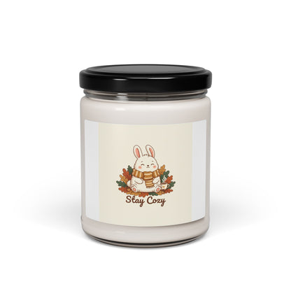 Cozy Bunny Illustration Candle, cute animal illustration | winter forest art