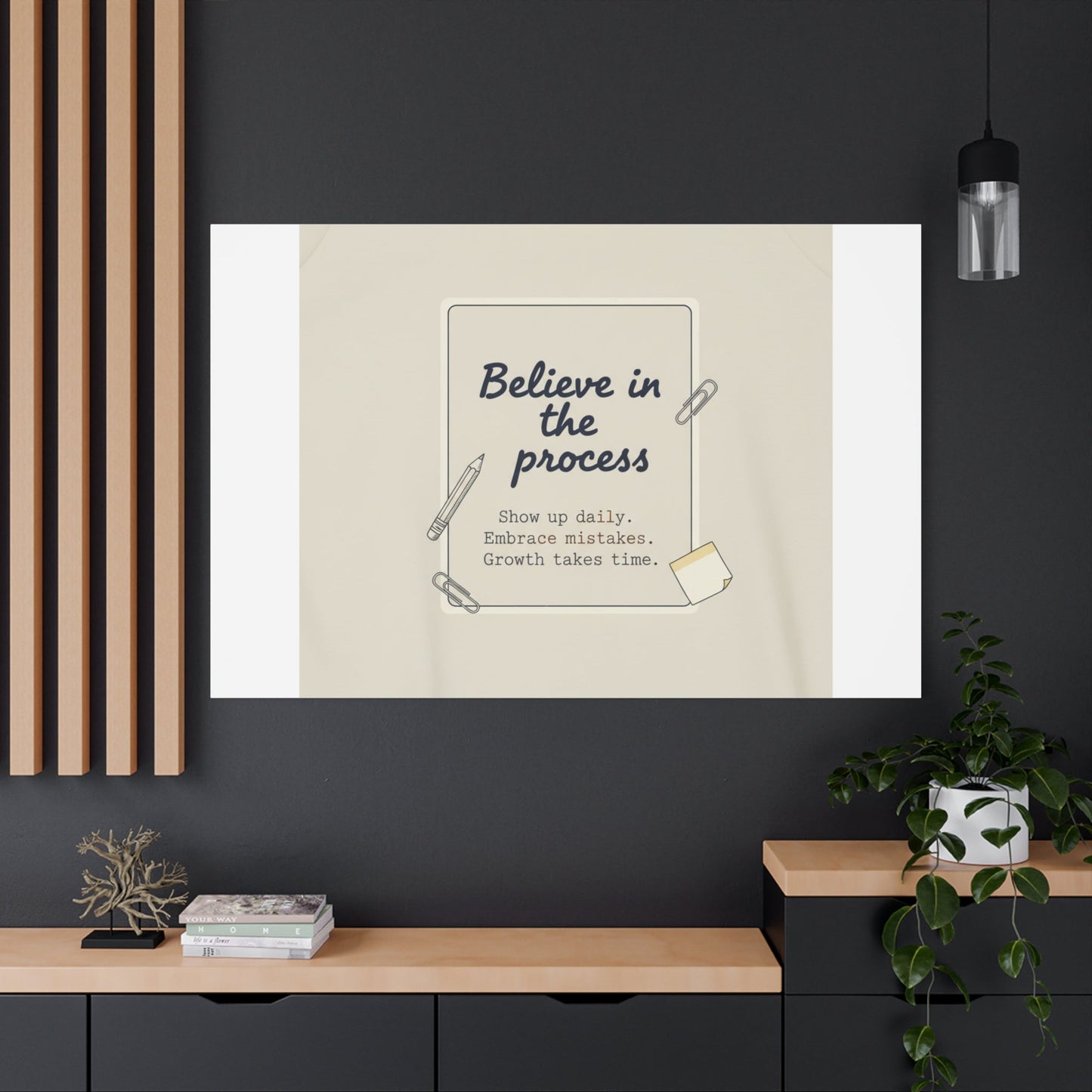 Believe in the Process Canvas | analogue note to self, handwritten reminder décor