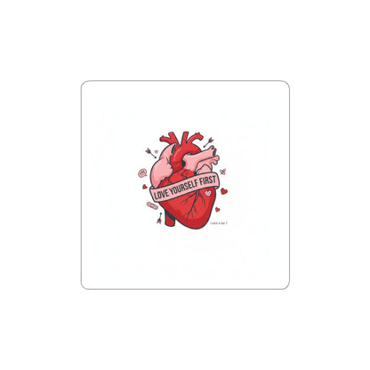 Love Yourself First Heart Sticker | anti‑Valentine, edgy heart design