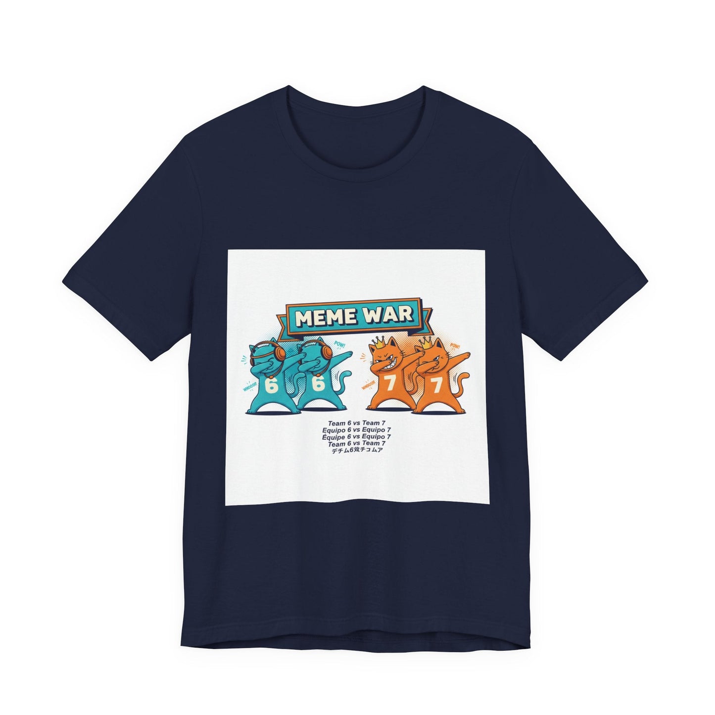 Meme War Cats Dabbing T-Shirt — Six vs. Seven Funny Graphic Tee