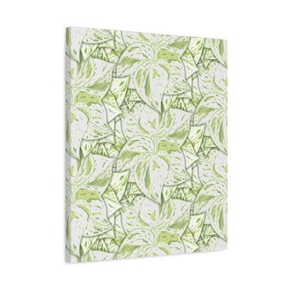 Snow Queen Pothos Pattern Canvas Print – Botanical Wall Art