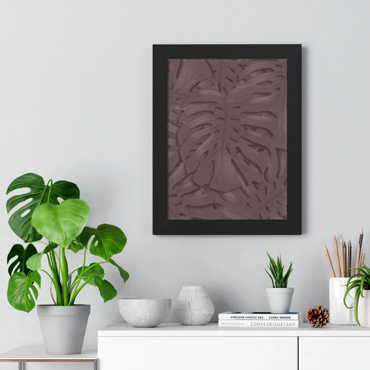Merlot Monstera Framed Print – Botanical Wall Art