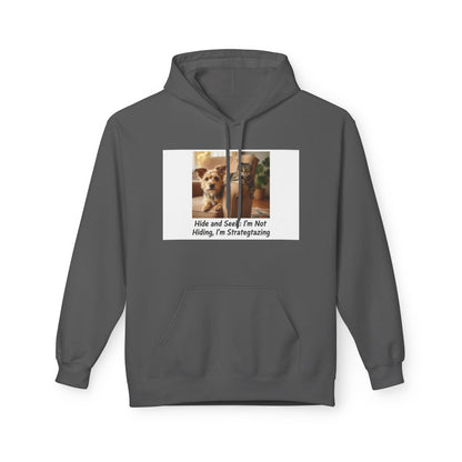 Cute Dog Meme Hoodie — "Hide and Seek; I’m Not Hiding, I’m Strategizing"