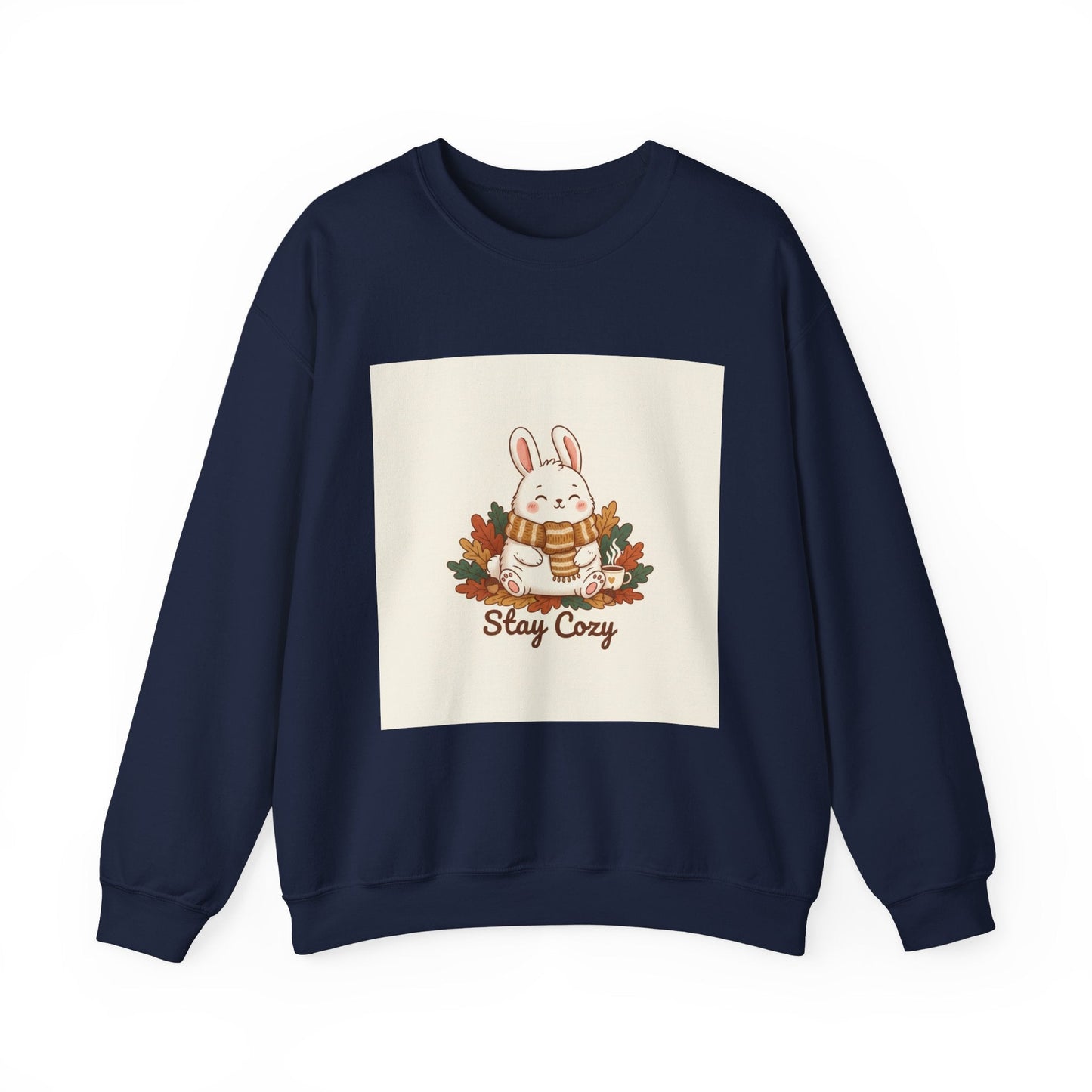 Stay Cozy Bunny sweatshirt | cute animal illustration, winter forest art