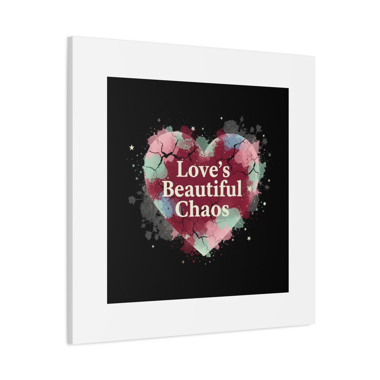 Love's Beautiful Chaos Canvas Print | Soft Grunge Hearts, Distressed Heart Art