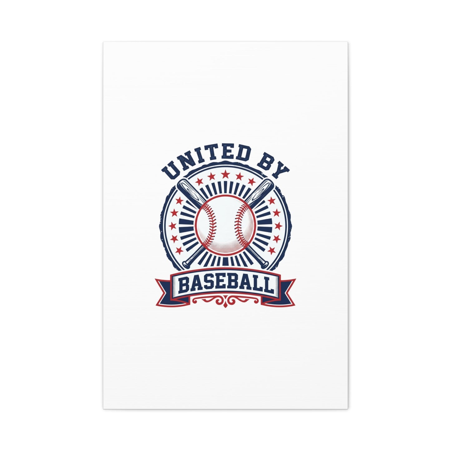 United by Baseball Canvas | Patriotic Baseball Graphic, Red White Blue Wall Art