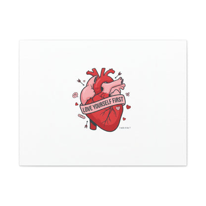 Love Yourself First Canvas, Hearts-with-a-Twist, Anti-Valentine Art