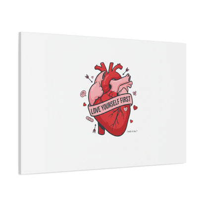 Love Yourself First Canvas, Hearts-with-a-Twist, Anti-Valentine Art
