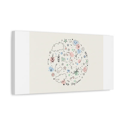 Doodle Circle Line Drawing Matte Canvas, Hand-Drawn Sketch Art