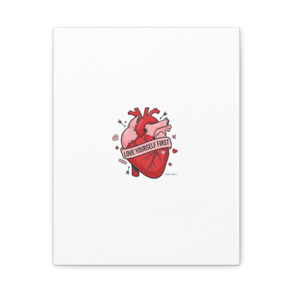 Love Yourself First Canvas, Hearts-with-a-Twist, Anti-Valentine Art