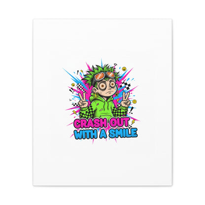 Crash Out With a Smile Canvas Print | Neon Skate Graffiti, Meme Meltdown Art
