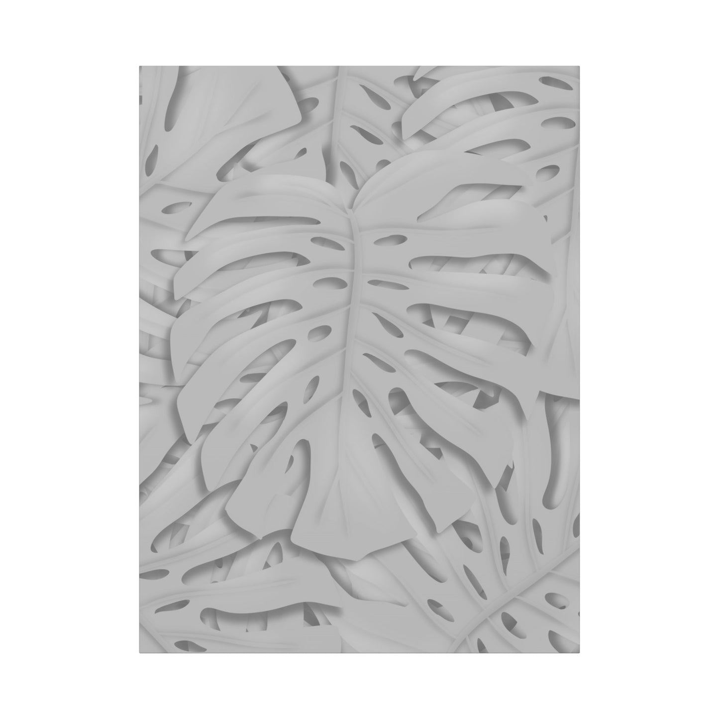 Soft Grey Monstera Canvas Print – Botanical Wall Art