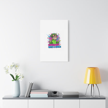 Crash Out With a Smile Canvas Print | Neon Skate Graffiti, Meme Meltdown Art
