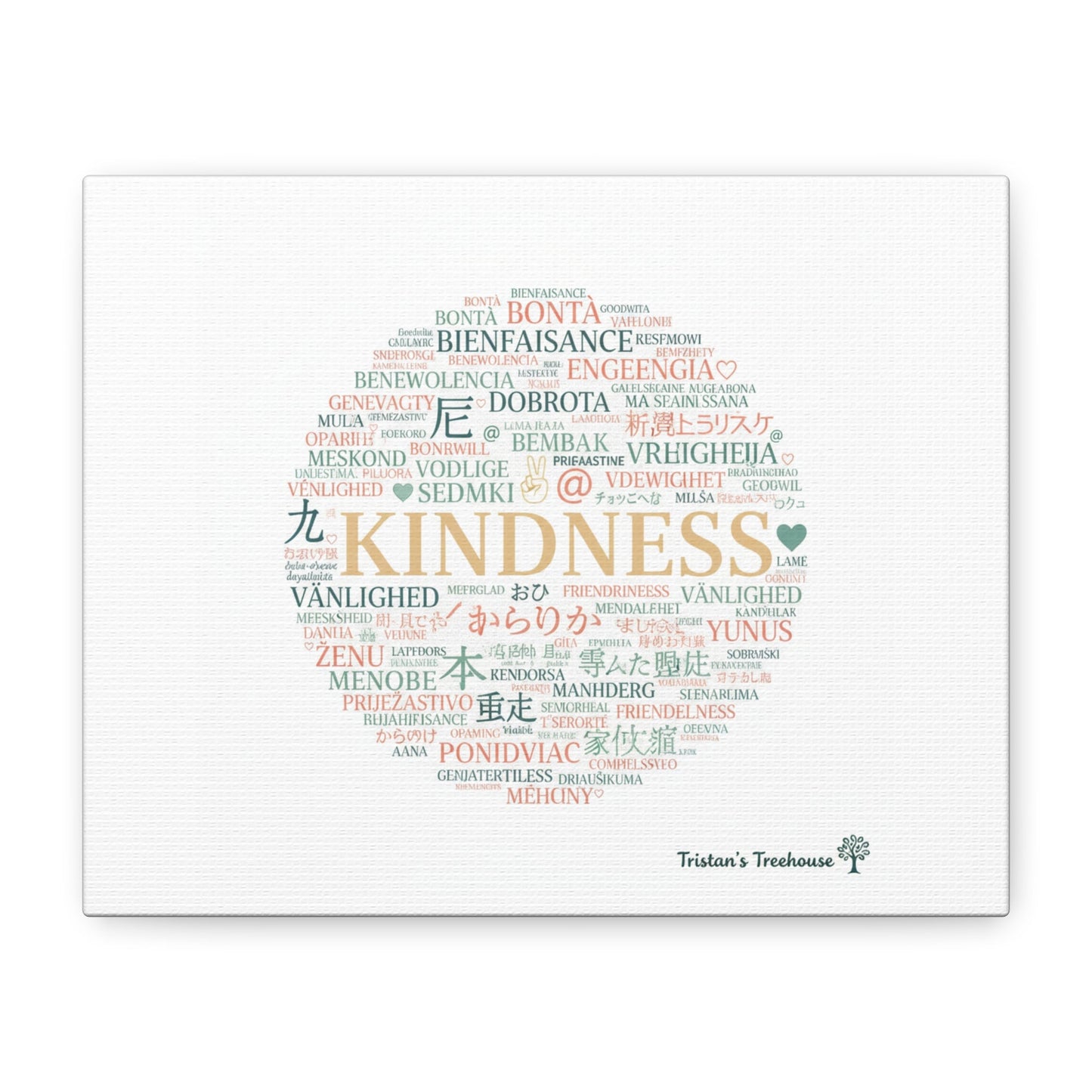 Kindness Word Cloud Canvas | Fresh Start Minimalist Wall Art