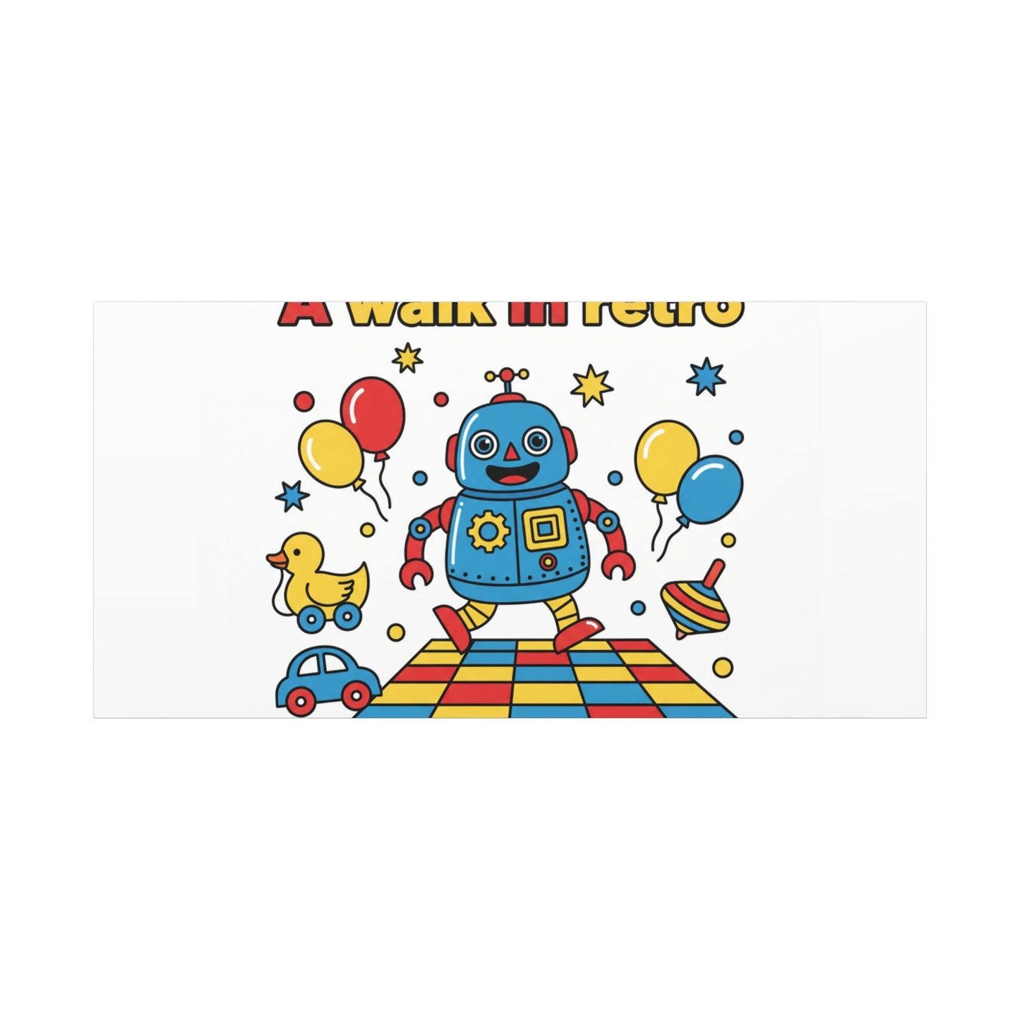 Retro Toy Robot Canvas | Throwback Kid, Primary Color Nostalgia
