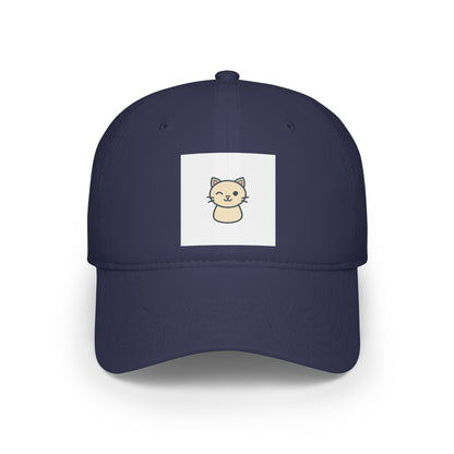 Cute Cat Patch Baseball Cap — Minimalist Kitten Embroidered Hat