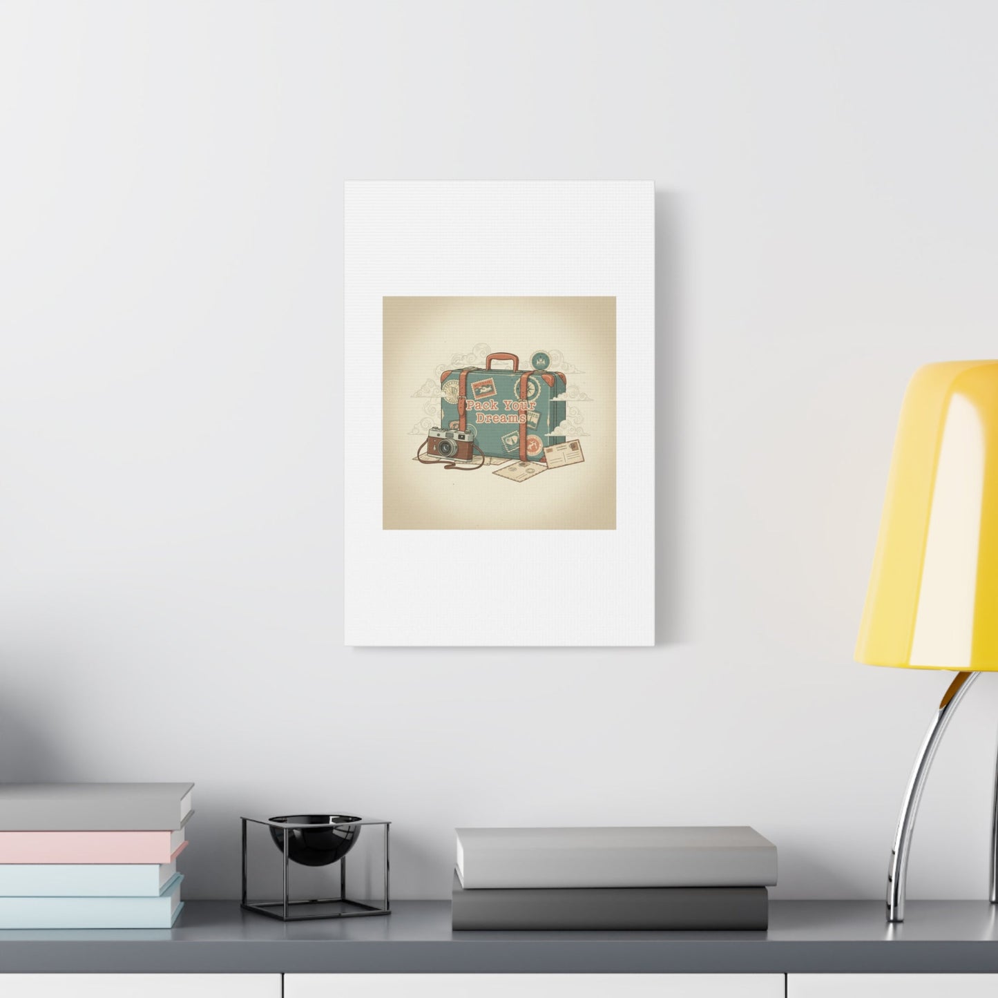 Pack Your Dreams Canvas | Retro Travel Postcard, Wanderlust Passport Stamp Art