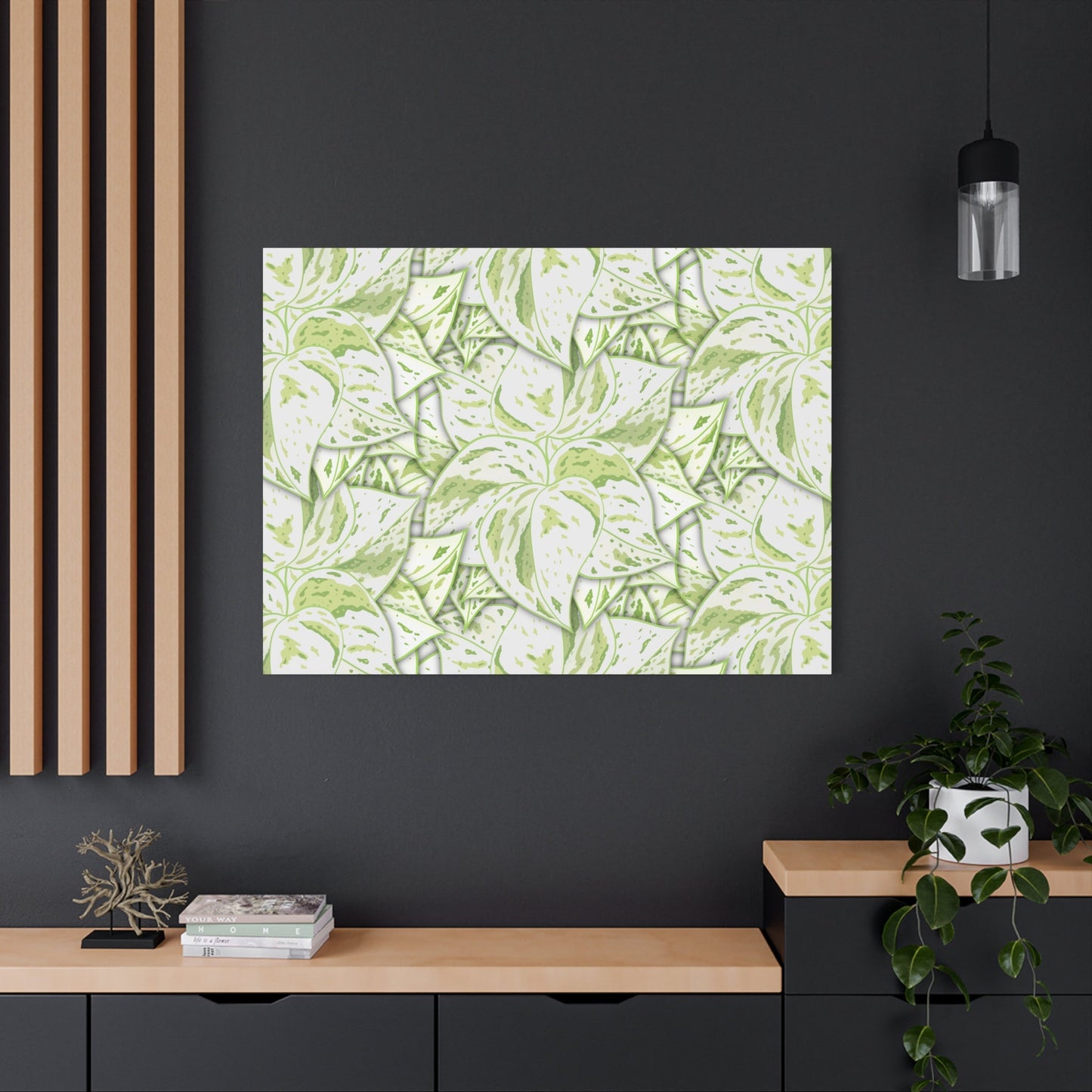 Snow Queen Pothos Pattern Canvas Print – Botanical Wall Art
