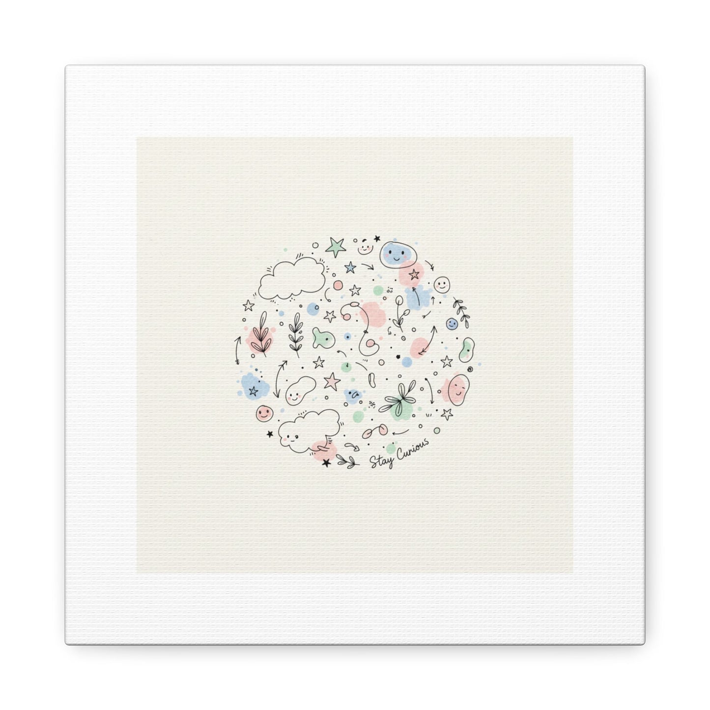 Doodle Circle Line Drawing Matte Canvas, Hand-Drawn Sketch Art