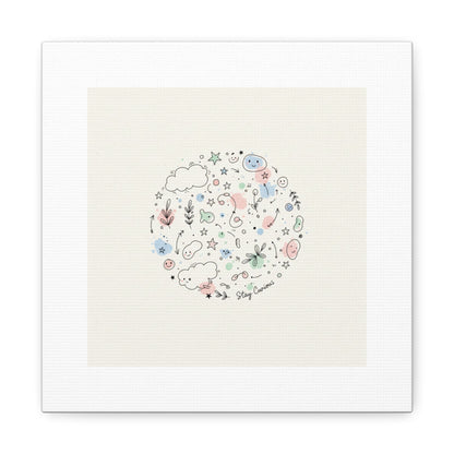 Doodle Circle Line Drawing Matte Canvas, Hand-Drawn Sketch Art