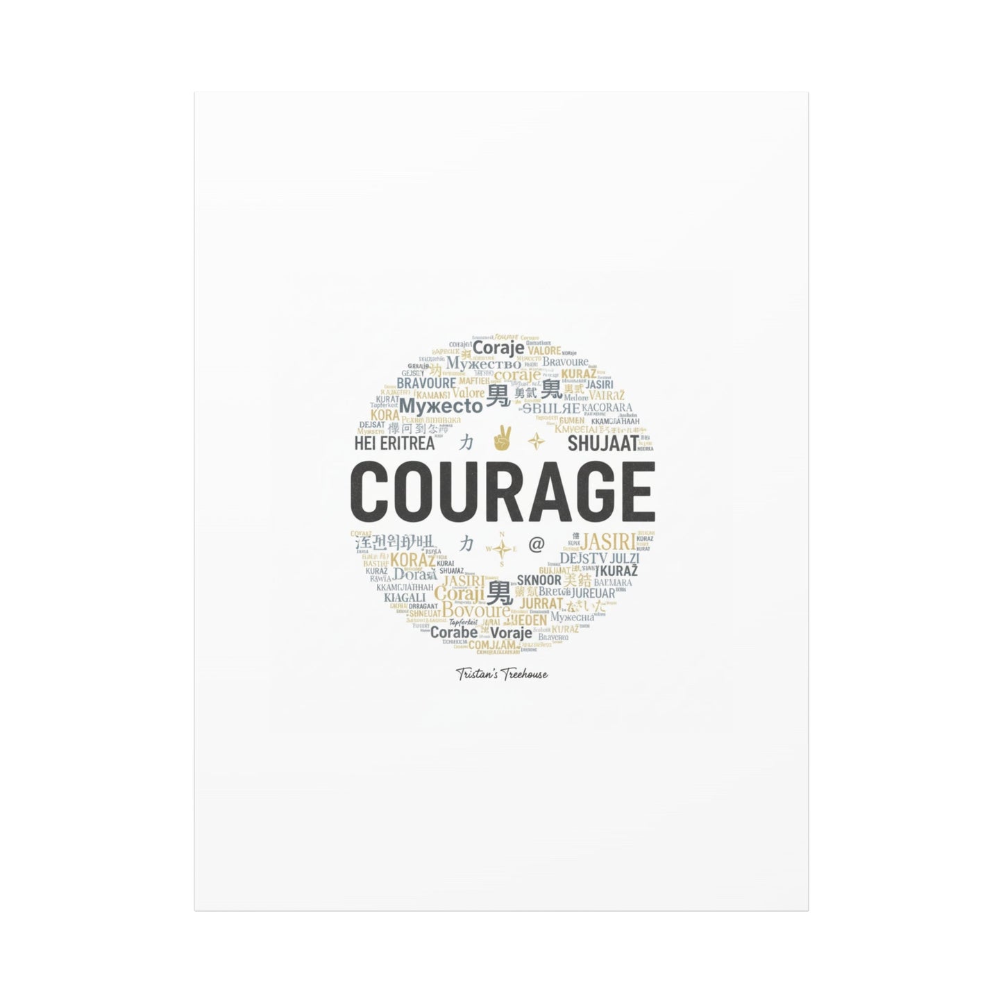 Courage Word Cloud Canvas | Fresh-Start Minimalism art print