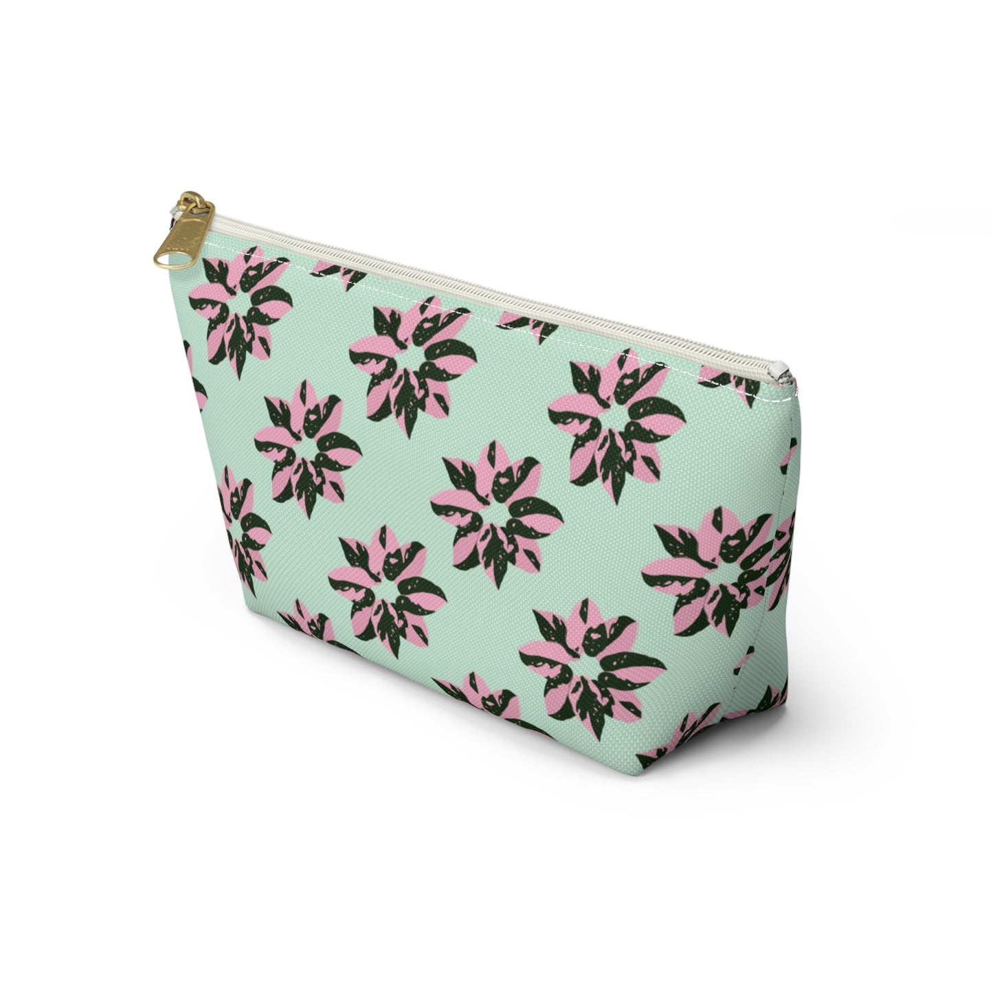 Pink Princess Philodendron Pattern Accessory Pouch – Makeup Bag With T-Bottom