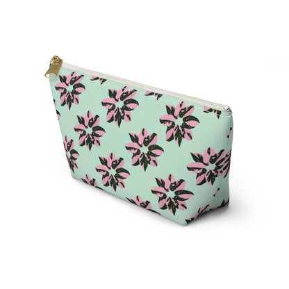 Pink Princess Philodendron Pattern Accessory Pouch – Makeup Bag With T-Bottom