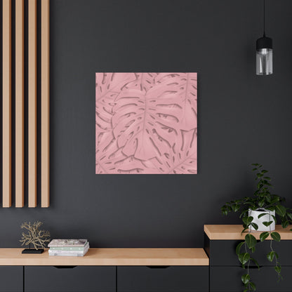 Soft Pink Monstera Canvas Print – Botanical Wall Art