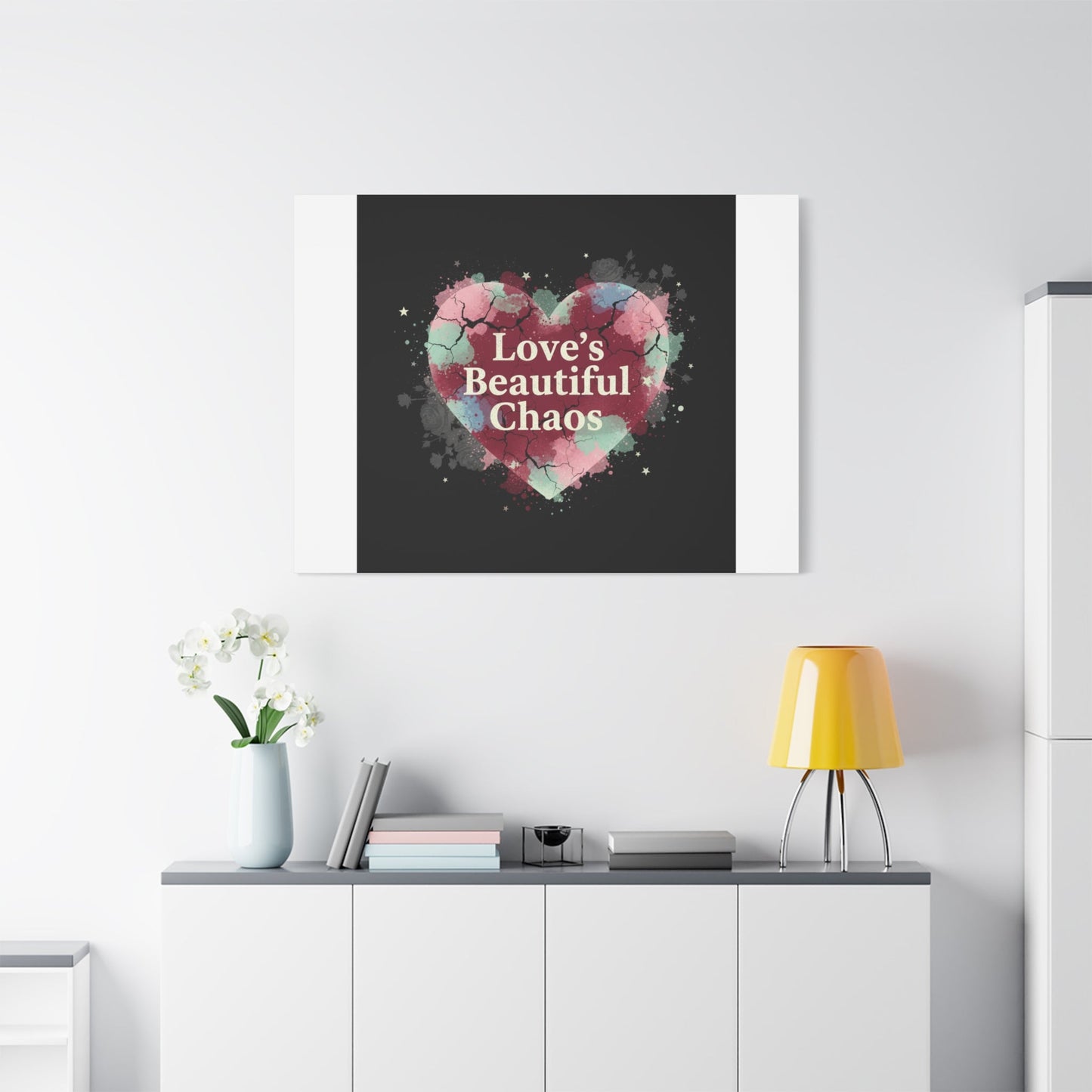 Love's Beautiful Chaos Canvas Print | Soft Grunge Hearts, Distressed Heart Art