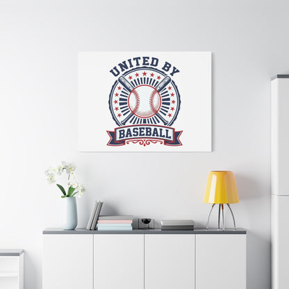 United by Baseball Canvas | Patriotic Baseball Graphic, Red White Blue Wall Art
