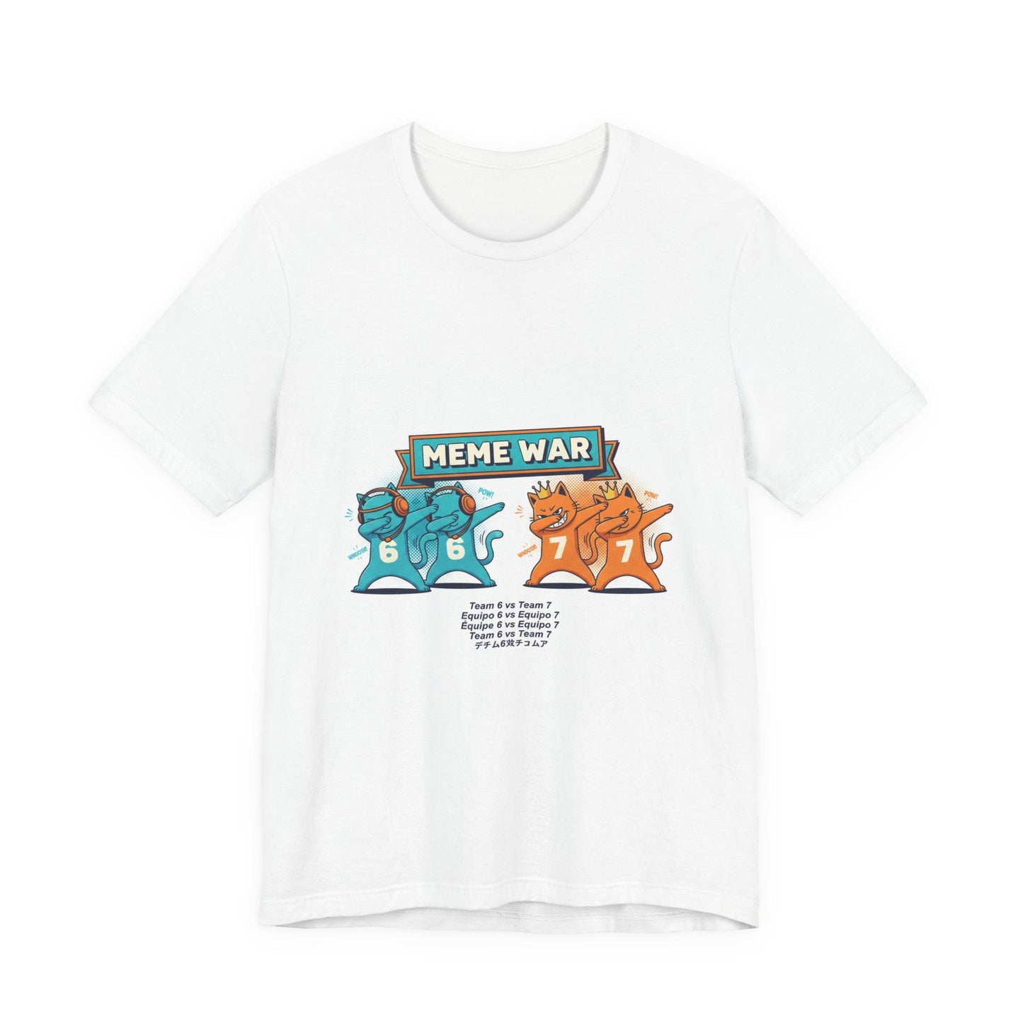 Meme War Cats Dabbing T-Shirt — Six vs. Seven Funny Graphic Tee