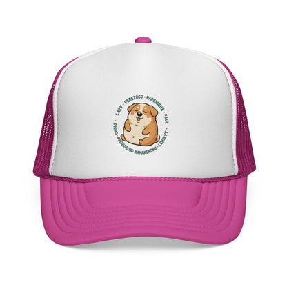 Funny Dog Meme Trucker Cap — "Fat Lazy" Multilingual Design (8 Languages)