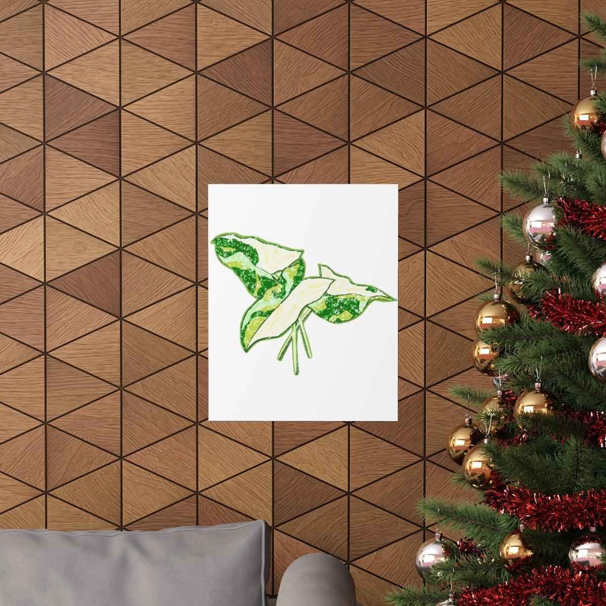 Marble Syngonium Botanical Print – Unframed Wall Art