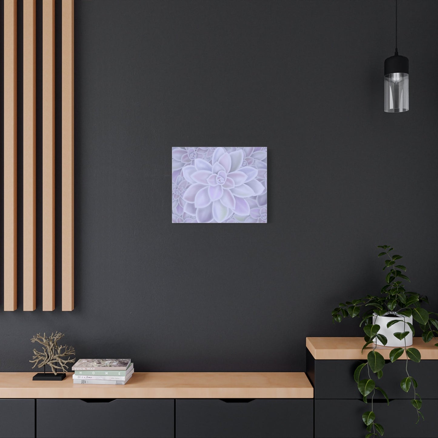 Graptopetalum Murasaki Succulent Pattern Canvas Print – Botanical Wall Art