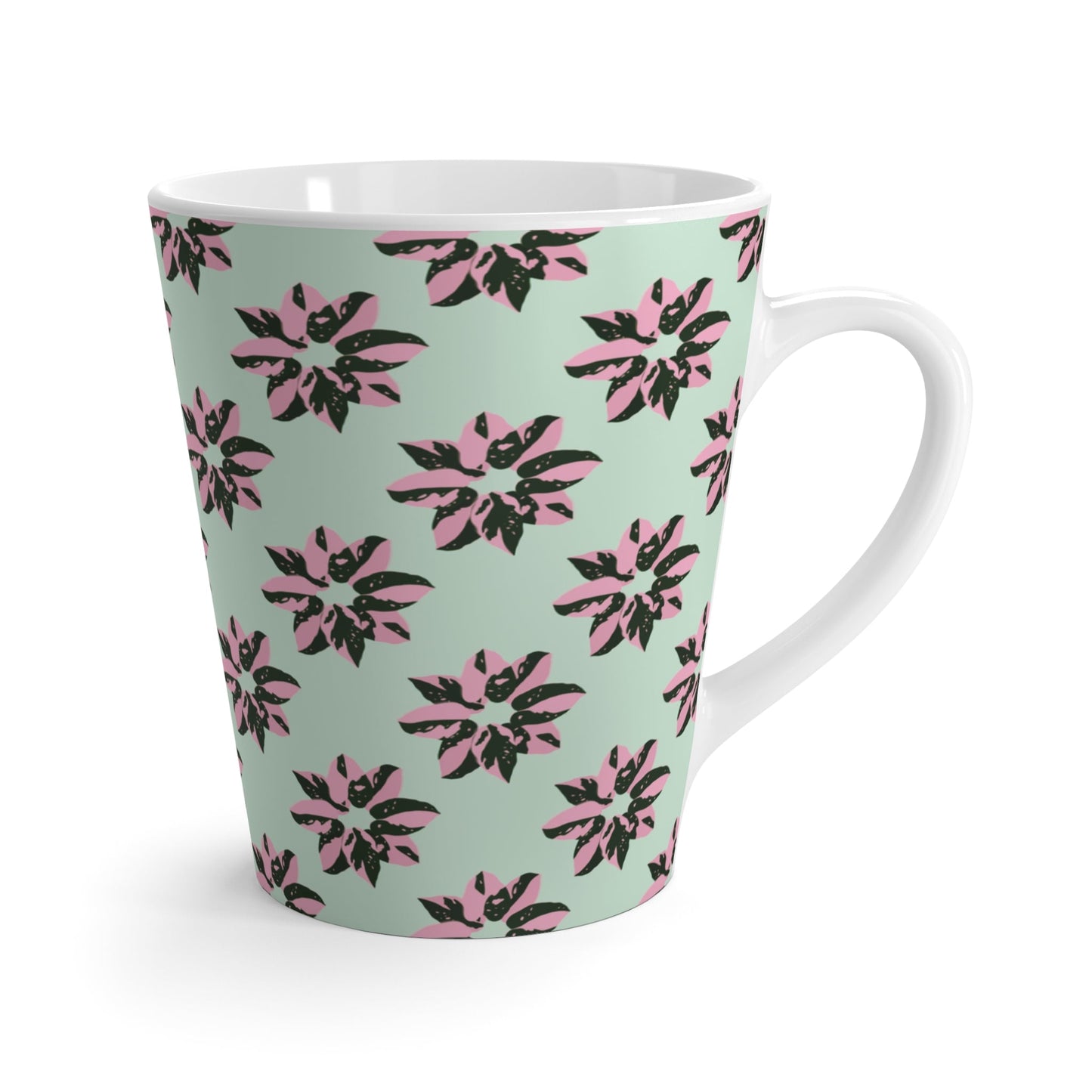 Pink Princess Philodendron Pattern Ceramic Mug 12 oz