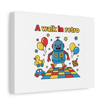 Retro Toy Robot Canvas | Throwback Kid, Primary Color Nostalgia