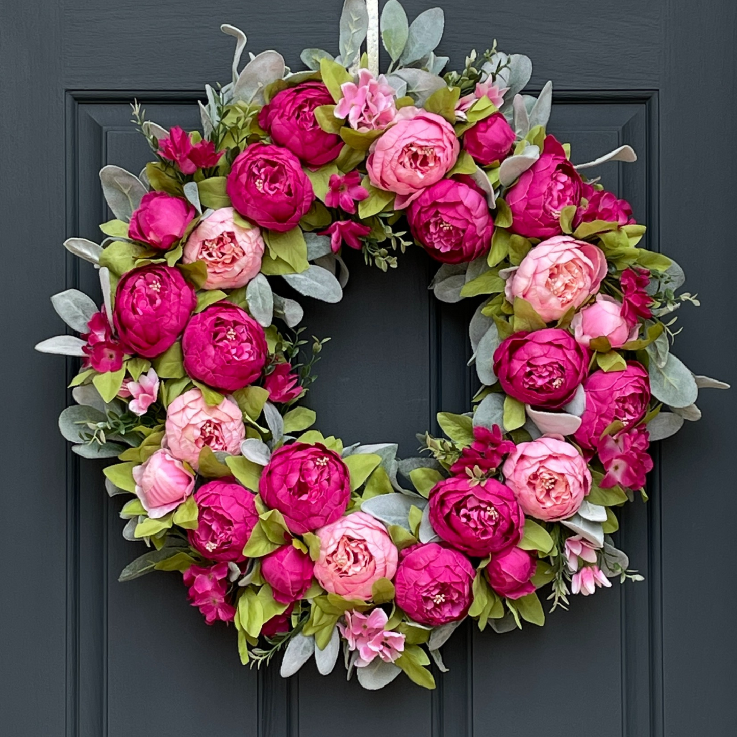 Bright Pink Peony Spring Wreath