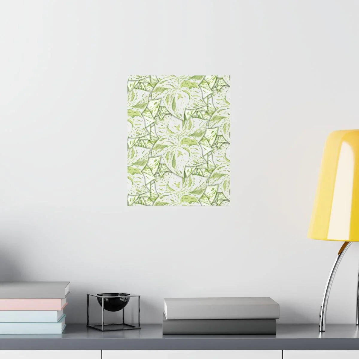 Snow Queen Pothos Pattern Botanical Print – Unframed Wall Art