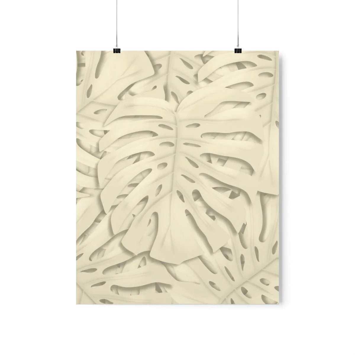 Beige Monstera Botanical Print – Unframed Wall Art