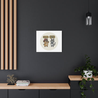 Funny Cat vs Dog Canvas | Pet Rivalry Wall Art