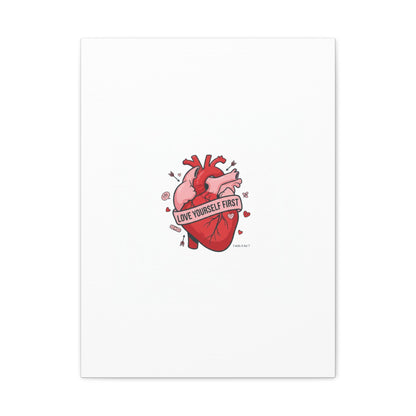 Love Yourself First Canvas, Hearts-with-a-Twist, Anti-Valentine Art