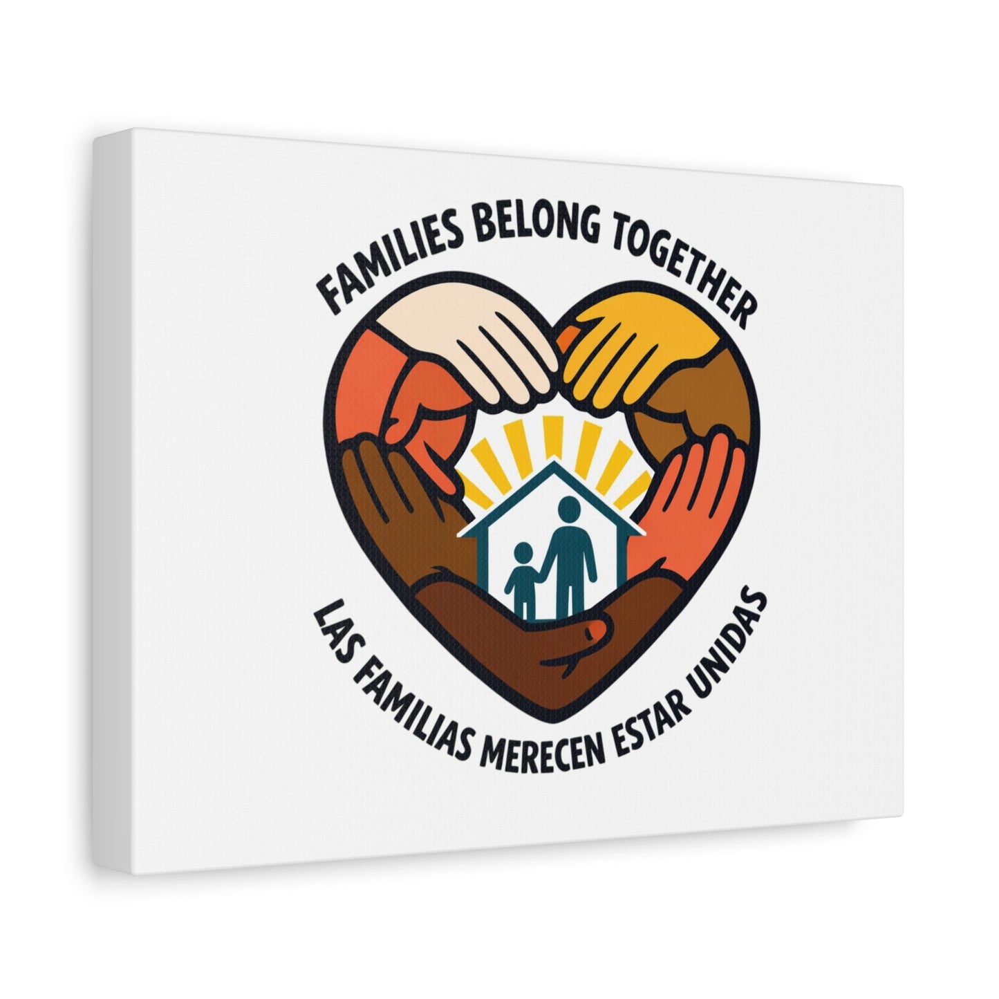 Families Belong Together Canvas, family unity solidarity, bilingual inclusive decor