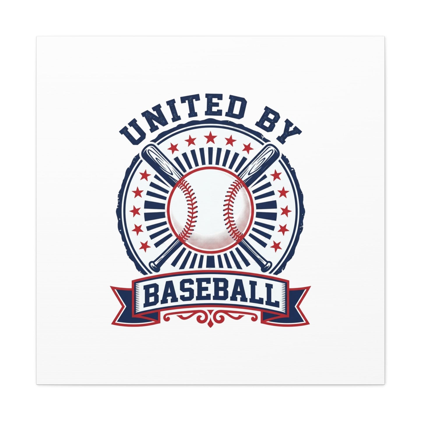 United by Baseball Canvas | Patriotic Baseball Graphic, Red White Blue Wall Art