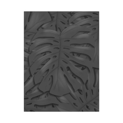 Charcoal Monstera Canvas Print – Botanical Wall Art