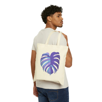 Purple Monstera Canvas Tote Bag – Eco Friendly Everyday Carry