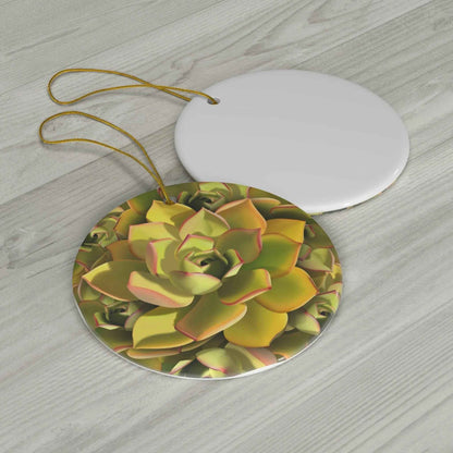 Noble Aeonium Succulent Ceramic Ornament – Canary Islands Pattern