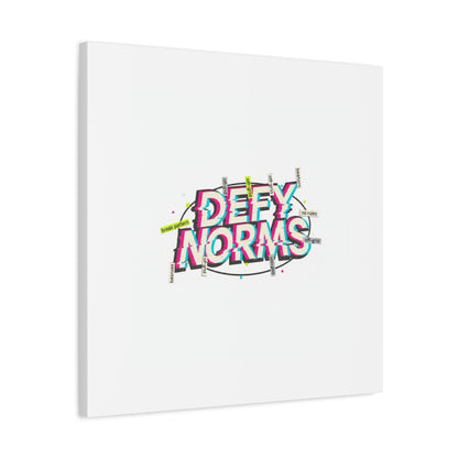 Defy Norms Canvas, Anti-Aesthetic Glitch Typography, Brutalist Poster Style