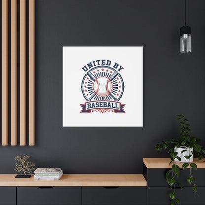United by Baseball Canvas | Patriotic Baseball Graphic, Red White Blue Wall Art