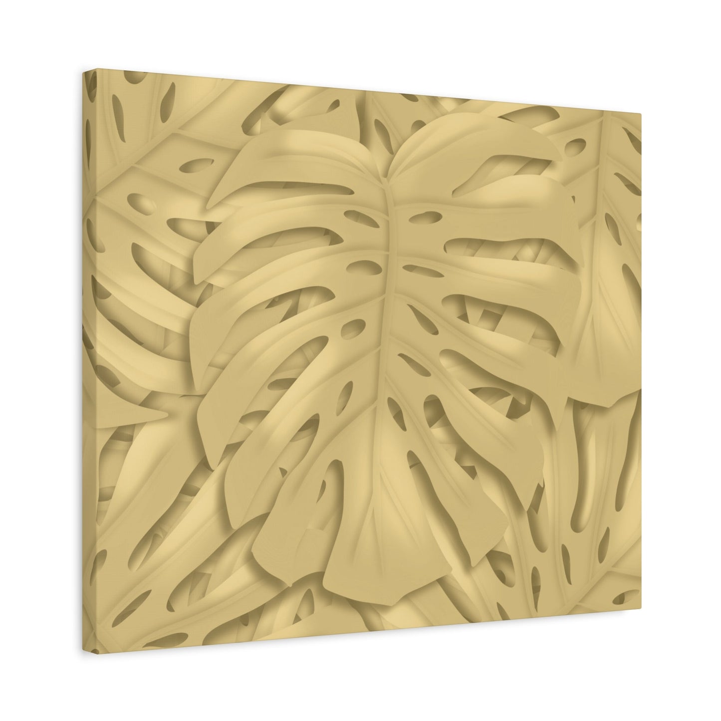 Golden Monstera Canvas Print – Botanical Wall Art